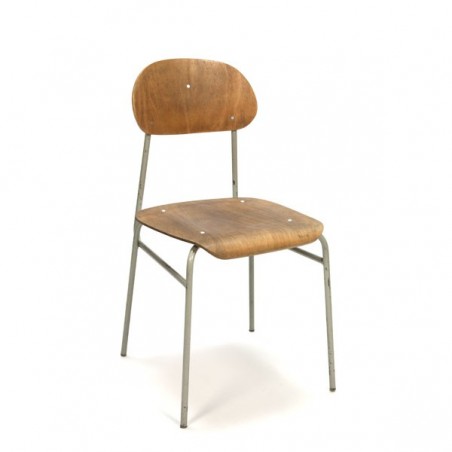Industrial chair with light wooden seat