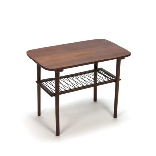 Bijzettafel in teak met zwart draad - Retro Studio