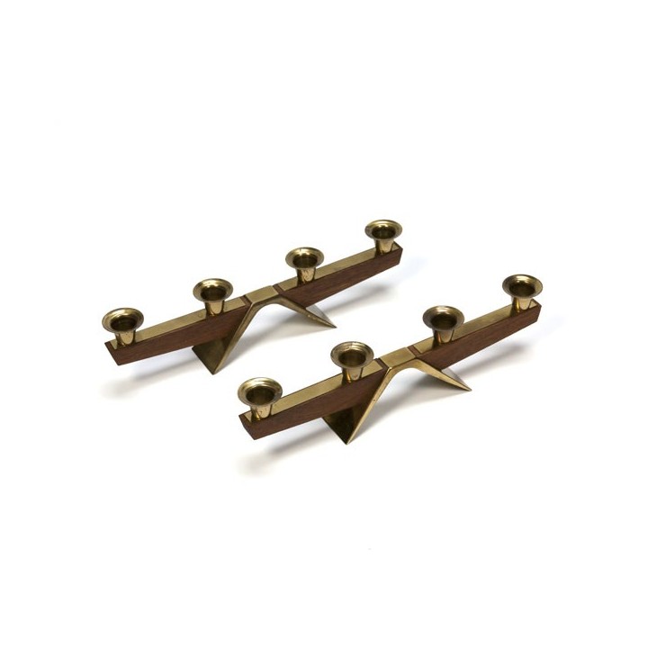 Candle holders in teak set of 2 - Retro Studio