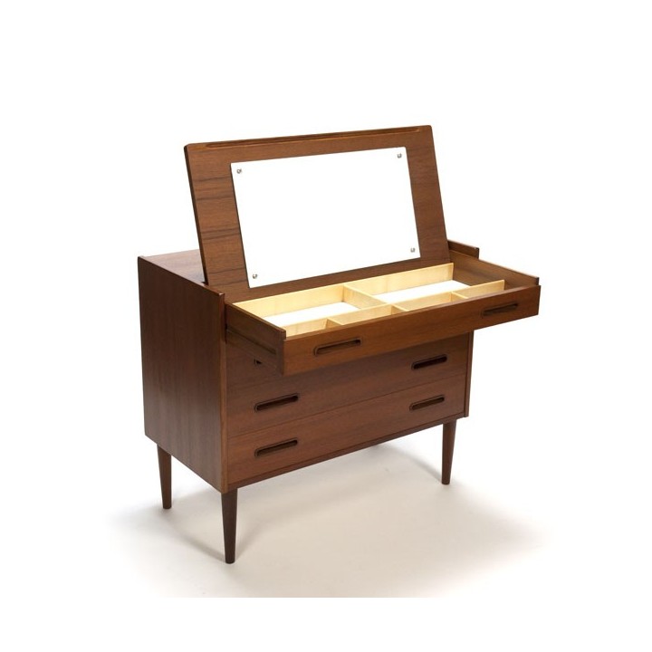 Teakhouten ladekast met kaptafel - Retro Studio