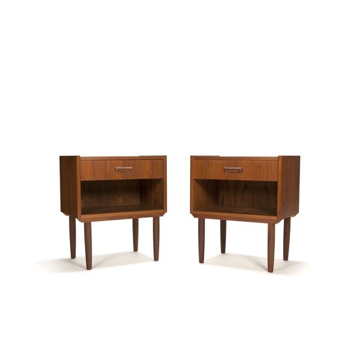 Set van 2 teakhouten nachtkastjes - Retro Studio