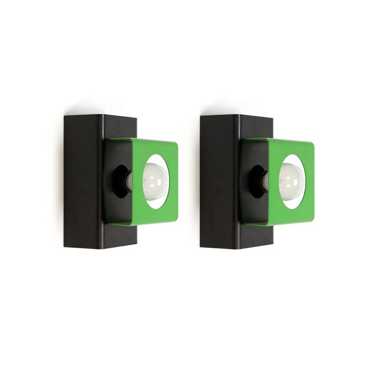 Set of 2 wall lamps green/ black - Retro Studio