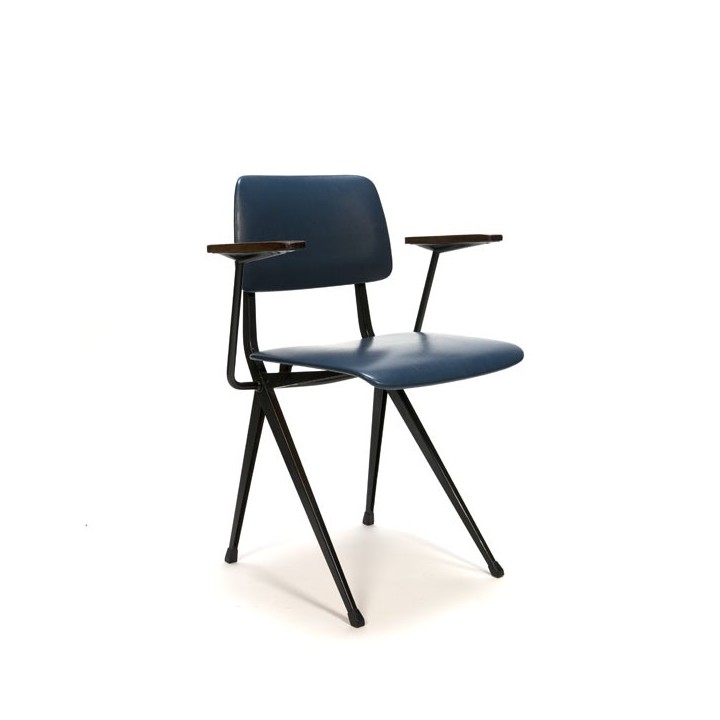 Industrial Marko chair blue skai upholstery - Retro Studio