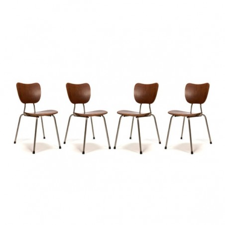 Set of 4 Danish stacking chairs with teak