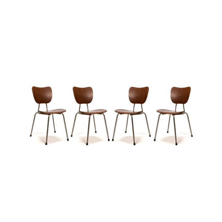 Set of 4 Danish stacking chairs with teak - Retro Studio