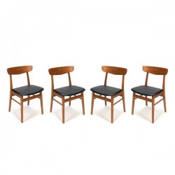 Set van 4 teakhouten Deense stoelen