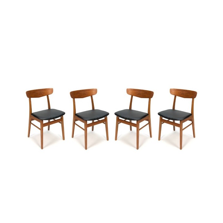 Set van 4 teakhouten Deense stoelen - Retro Studio