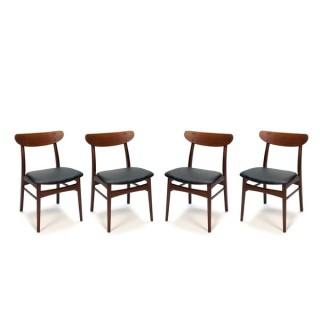 Set of 4 dark teak dining chairs - Retro Studio