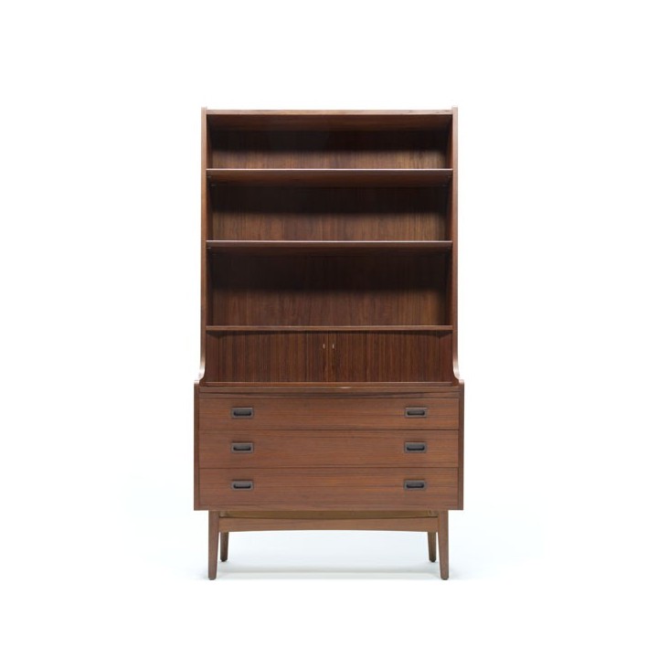 Hoge Deense secretaire in teakhout - Retro Studio
