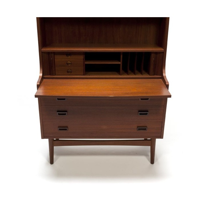 Hoge Deense secretaire in teakhout - Retro Studio