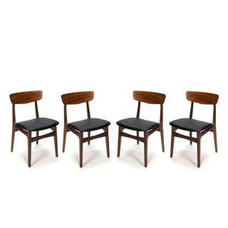 Set van 4 vintage teakhouten Deense stoelen - Retro Studio