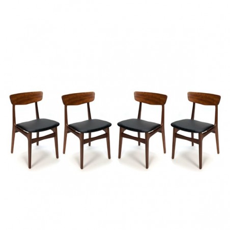 Set van 4 vintage teakhouten Deense stoelen