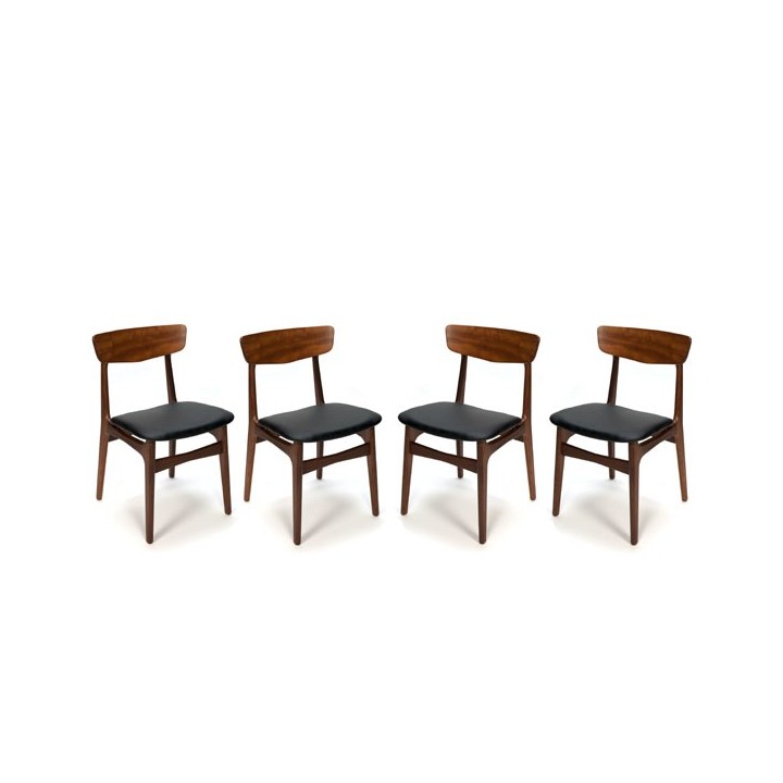 Set van 4 vintage teakhouten Deense stoelen - Retro Studio