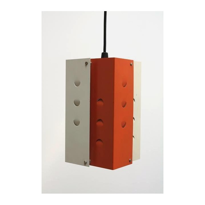 Oranje/ witte metalen hanglamp - Retro Studio