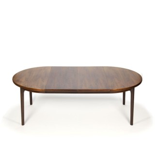 Round rosewood dining table with 2 extra leafs - Retro