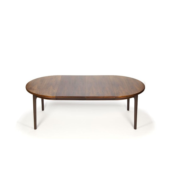 Ronde palissanderhouten eettafel met 2 tussenbladen - Retro