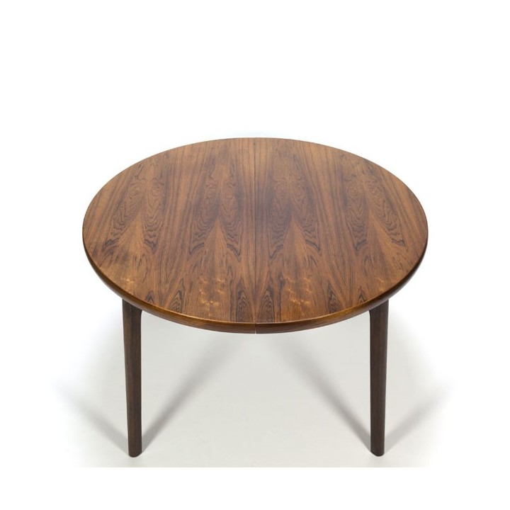 Ronde palissanderhouten eettafel met 2 tussenbladen - Retro