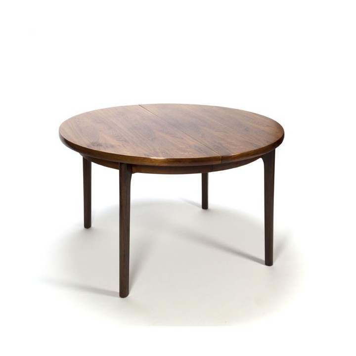 Ronde palissanderhouten eettafel met 2 tussenbladen - Retro