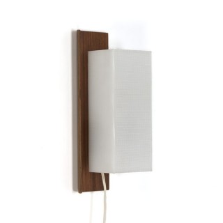 Wall lamp plywood with white plastic shade - Retro Studio