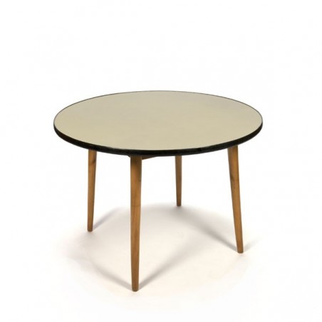 Round fifties dining table with yellow top