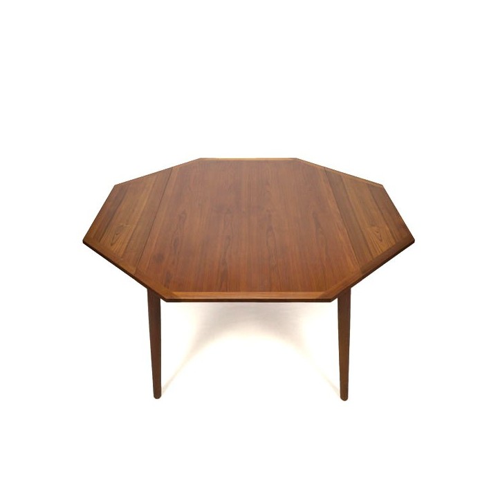 Grote Deense design eettafel achthoekig - Retro Studio