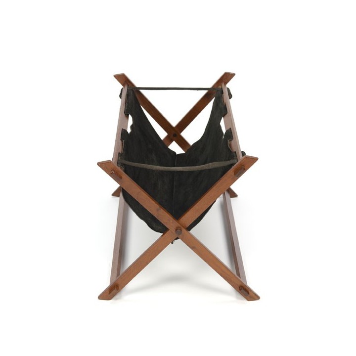 Teak newspaper rack with black leather - Retro Studio