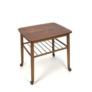 Teak side table on wheels - Retro Studio
