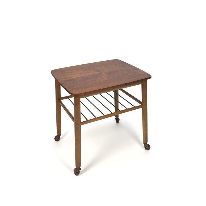 Teak side table on wheels - Retro Studio