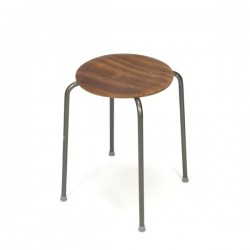 Industrial stool with teak seat