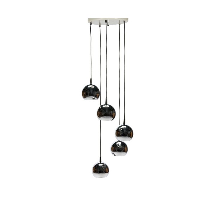 Chrome hanging lamp with 5 balls - Retro Studio