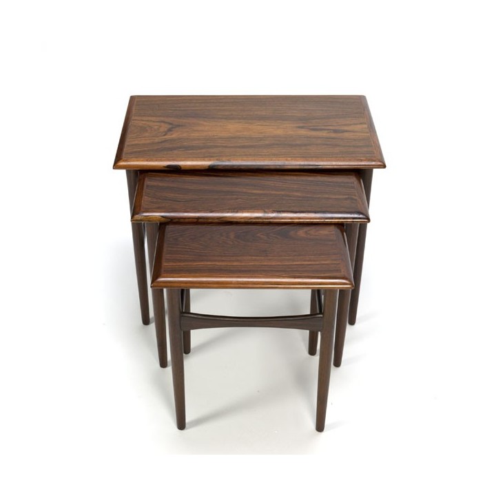 Set of 3 nest tables in rosewood - Retro Studio