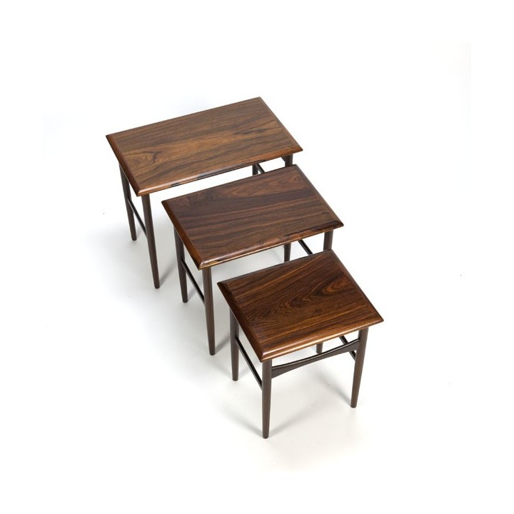 Set of 3 nest tables in rosewood - Retro Studio
