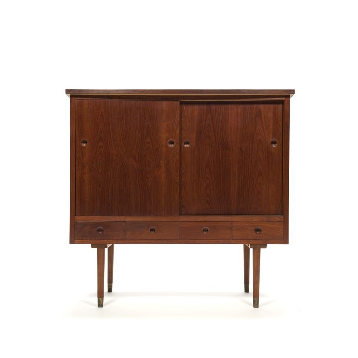 Danish cabinet with sliding doors on brass feet - Retro