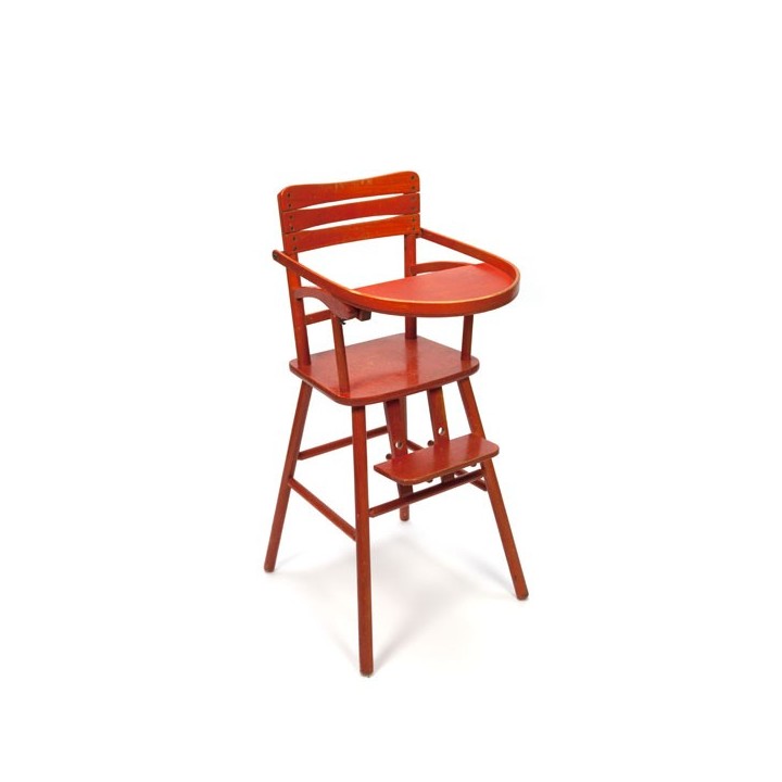Houten kinderstoel oranje rood - Retro Studio