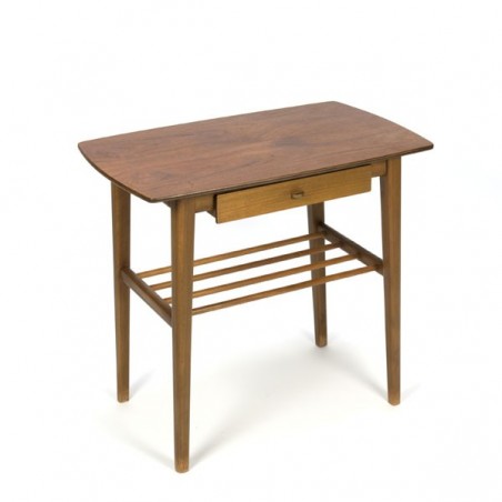 Side table with small drawer in teak
