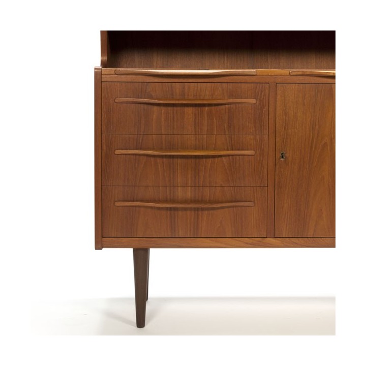 Deense secretaire met glazen schuifdeurtjes - Retro Studio