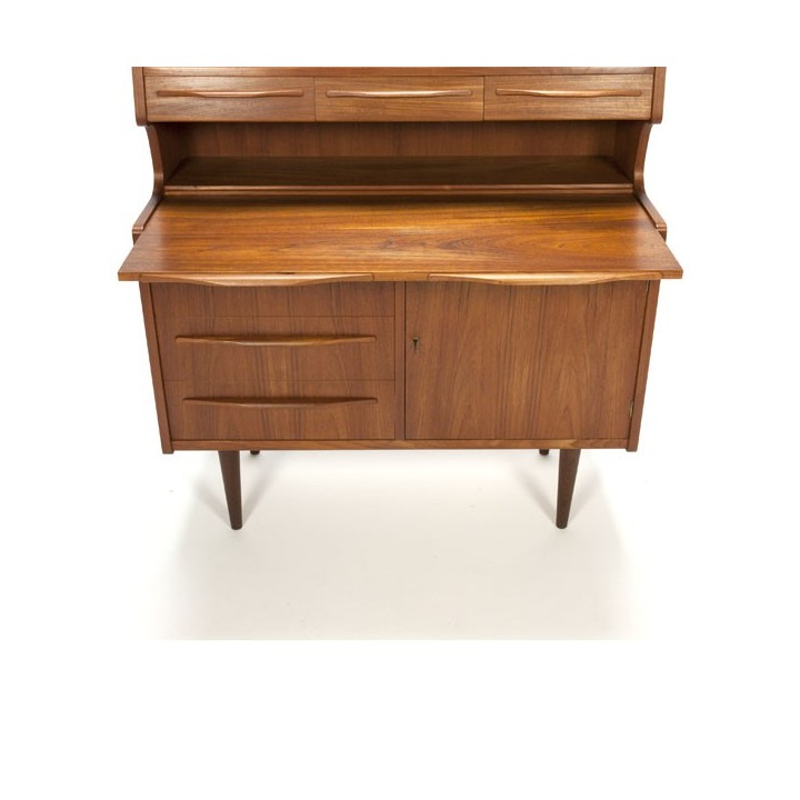 Deense secretaire met glazen schuifdeurtjes - Retro Studio