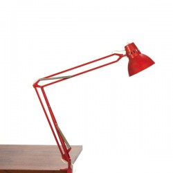 Rode bureau-/ klemlamp uit de sixties
