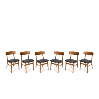 Set of 6 Danish design chairs with backrest in teak - Retro