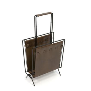 Magazine holder with brown skai - Retro Studio