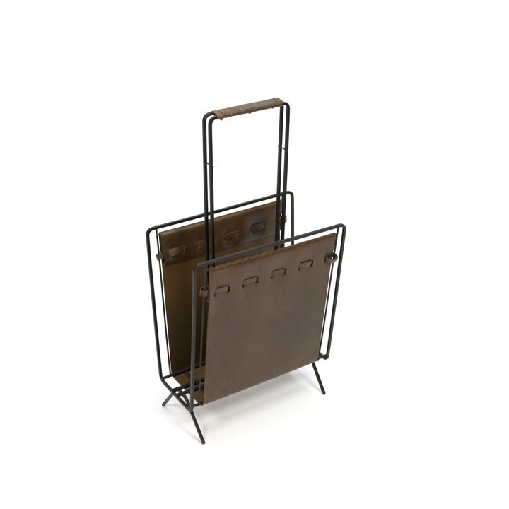 Magazine holder with brown skai - Retro Studio