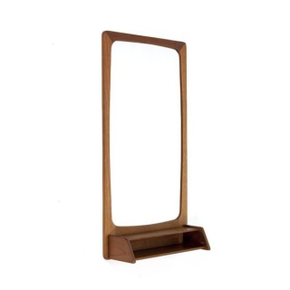 Teakhouten spiegel met klein vakje - Retro Studio