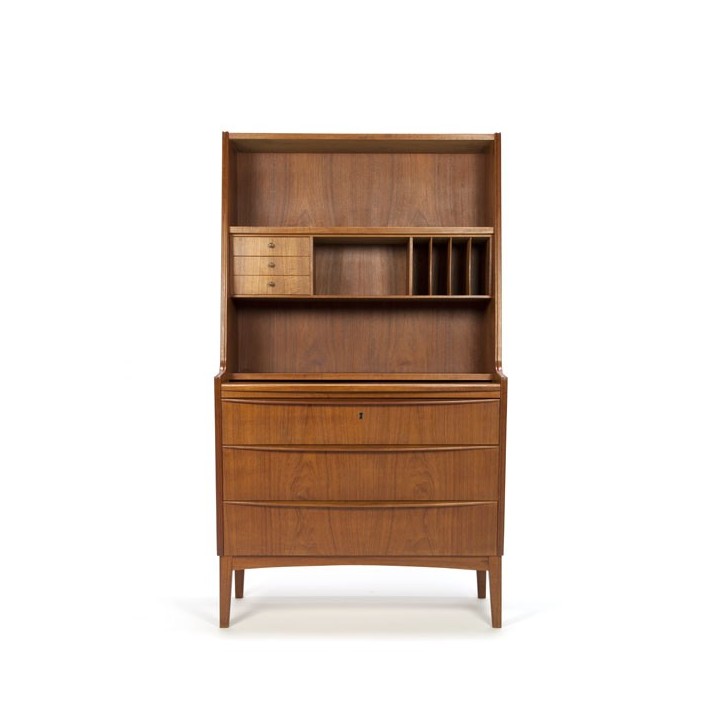 Scandinavian secretaire teak with high back - Retro Studio