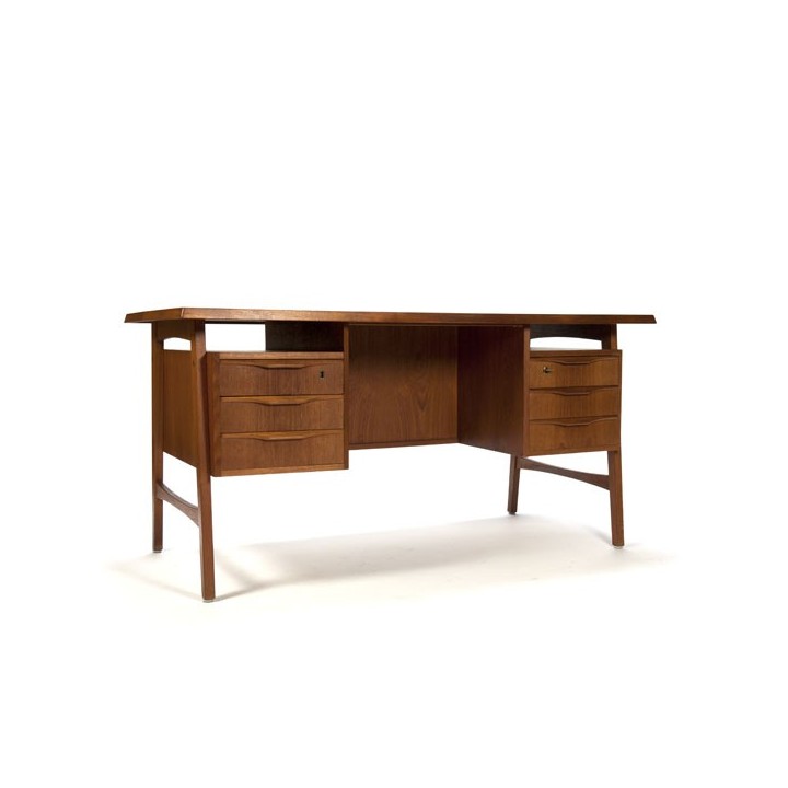 Large Scandinavian design desk in teak - Retro Studio