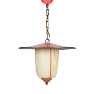 Rood/ roze hanglamp uit de fifties - Retro Studio