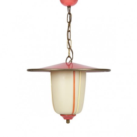 Red/ pink hanging lamp from the fifties