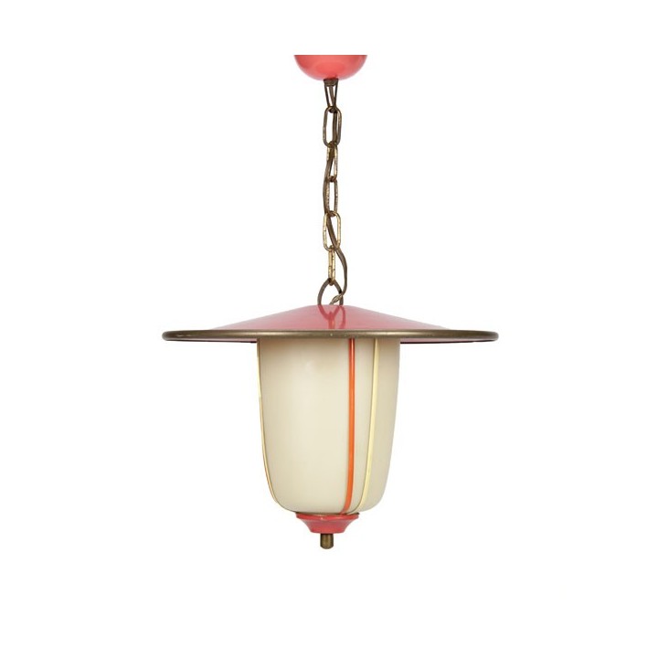 Red/ pink hanging lamp from the fifties - Retro Studio