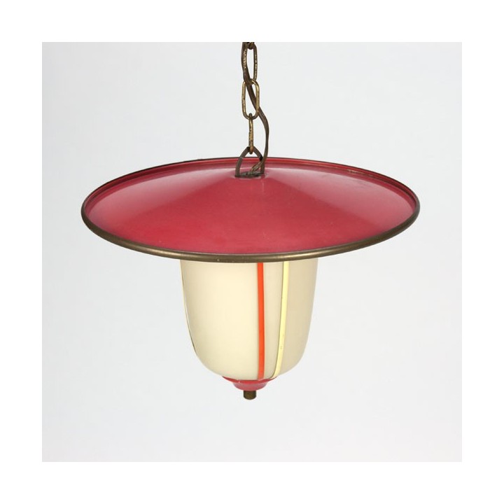 Red/ pink hanging lamp from the fifties - Retro Studio