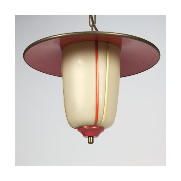 Red/ pink hanging lamp from the fifties - Retro Studio