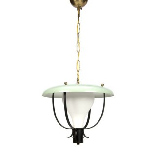 Hanging lamp from the fifties with mint green hood - Retro
